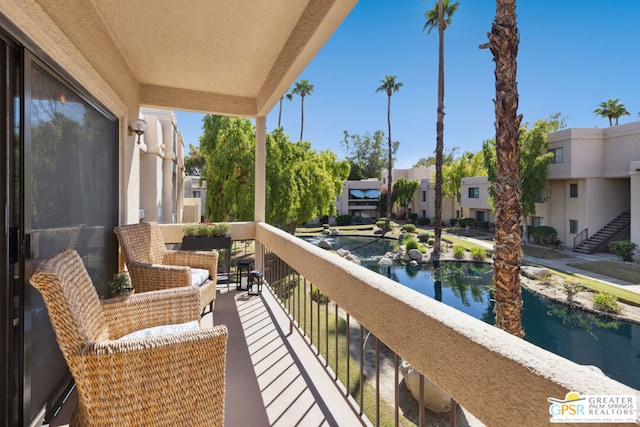 balcony with a water view