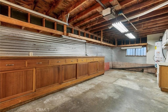 basement featuring gas water heater