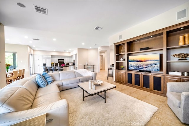 view of tiled living room