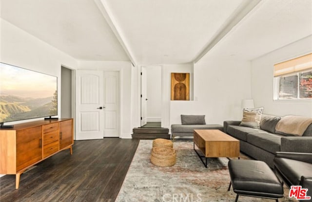 living room featuring dark hardwood / wood-style floors