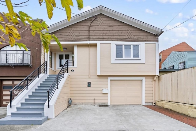 view of front of house with a garage