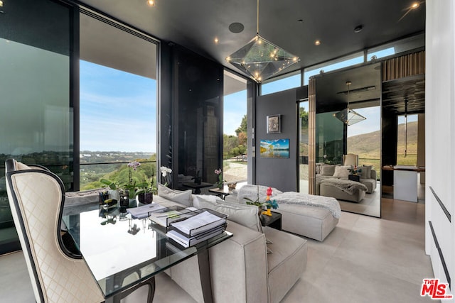 living room featuring expansive windows