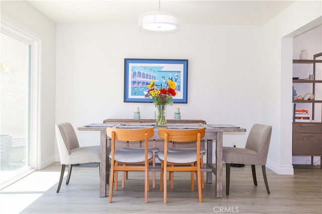 dining room featuring hardwood / wood-style flooring and a healthy amount of sunlight