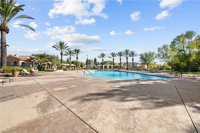 view of pool featuring a patio area