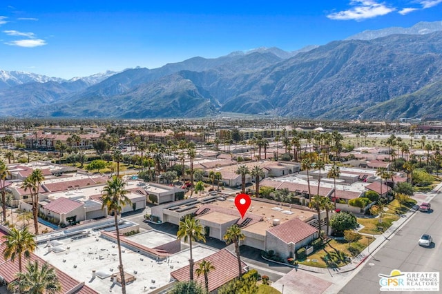 drone / aerial view with a mountain view