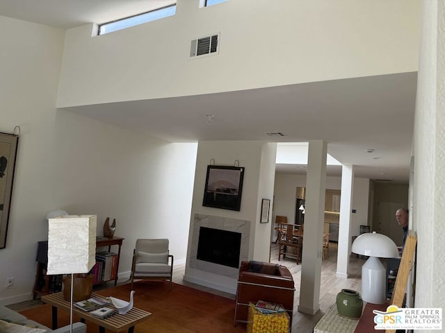 living room with hardwood / wood-style floors