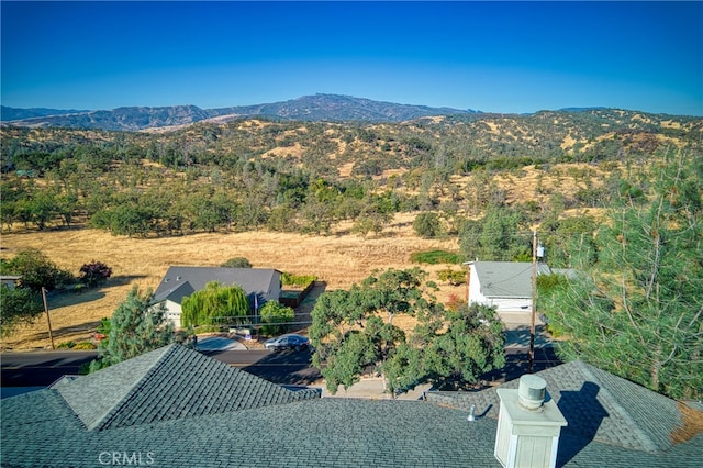 bird's eye view with a mountain view