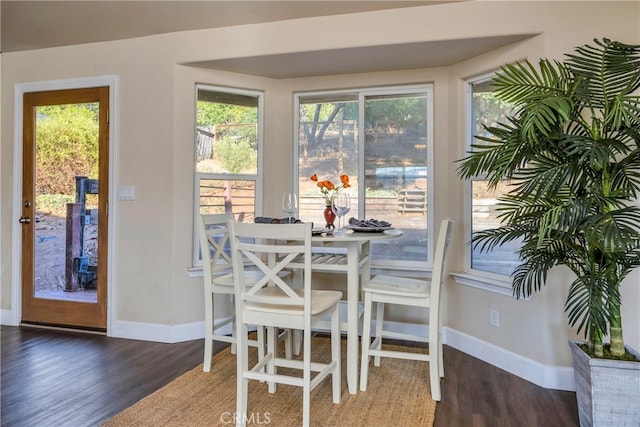 dining room with dark hardwood / wood-style floors