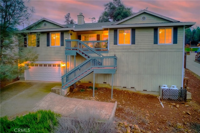 view of front of home with a garage