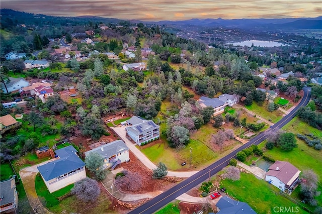 view of aerial view at dusk