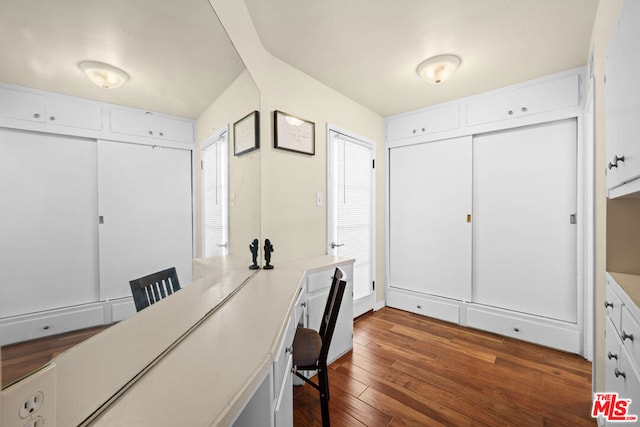 office space featuring dark hardwood / wood-style flooring