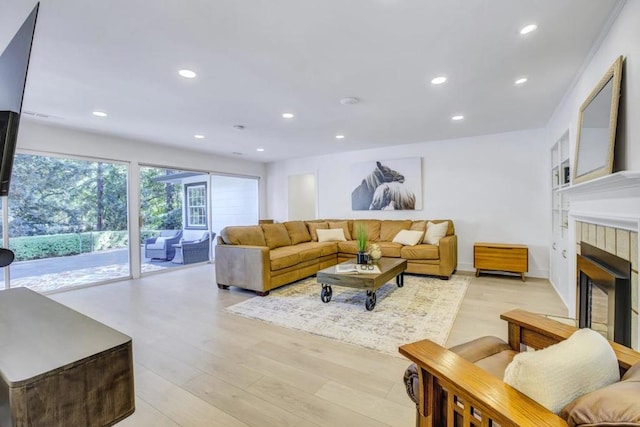 living room featuring light hardwood / wood-style floors