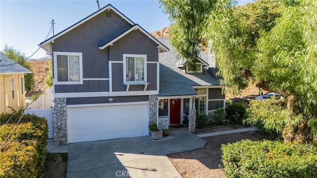 view of front of home with a garage