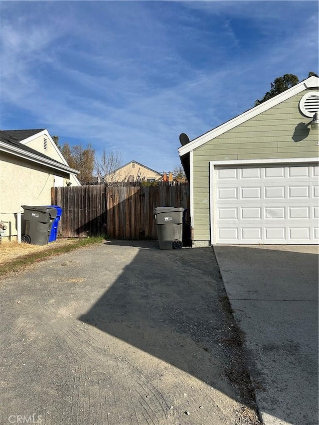 view of garage