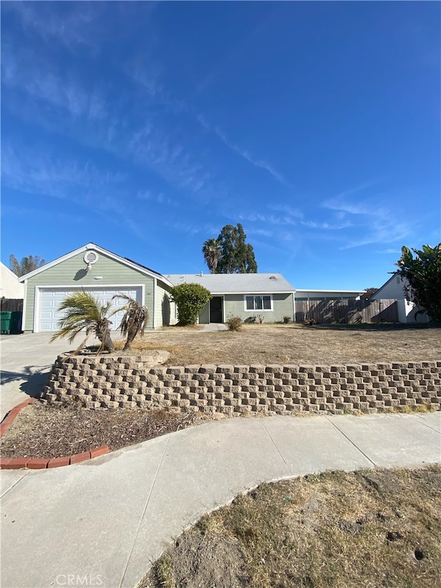 single story home with a garage