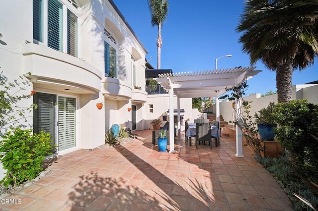 view of patio with a fenced backyard and a pergola
