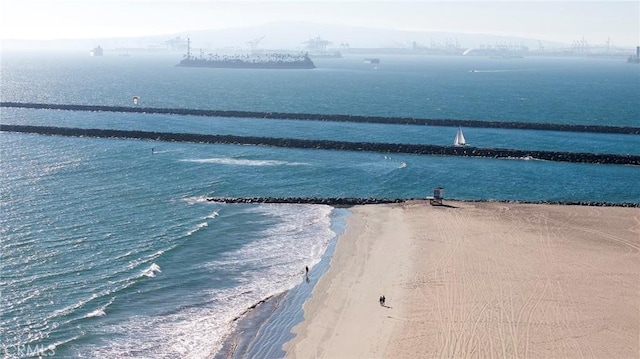 property view of water featuring a beach view