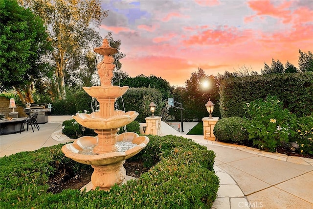 view of property's community featuring an outdoor kitchen and a patio area