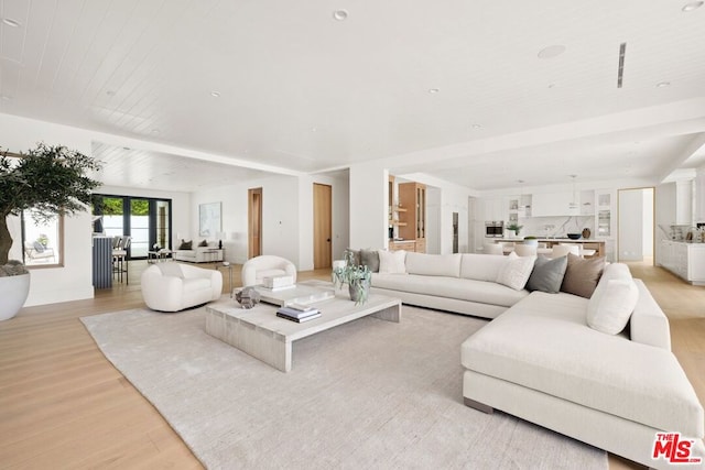 living room with light hardwood / wood-style floors