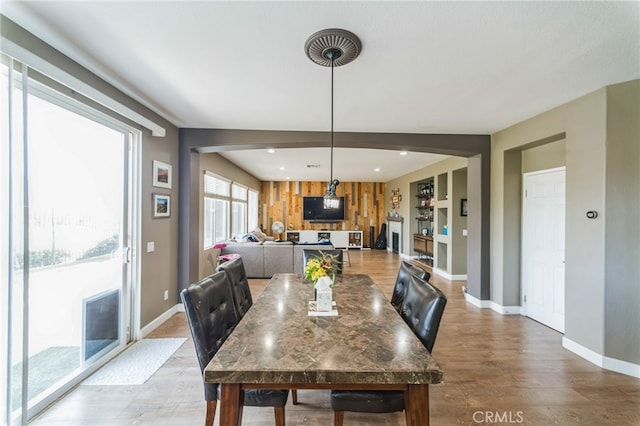 dining room with light hardwood / wood-style flooring