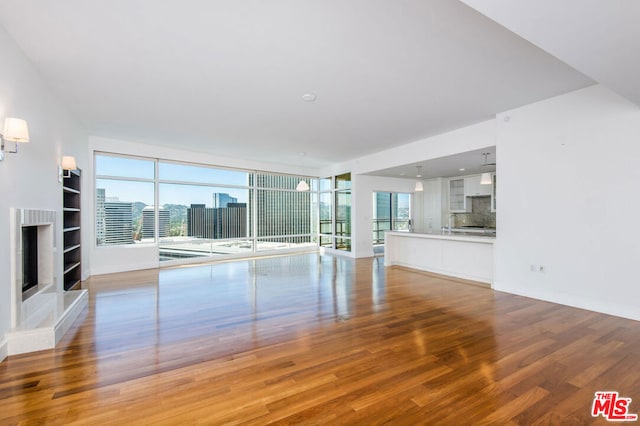 unfurnished living room featuring wood-type flooring