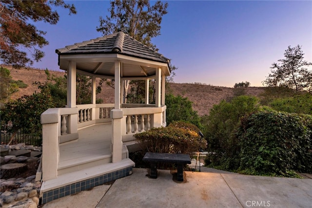 exterior space featuring a gazebo