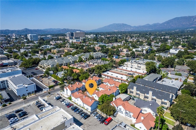 bird's eye view with a mountain view