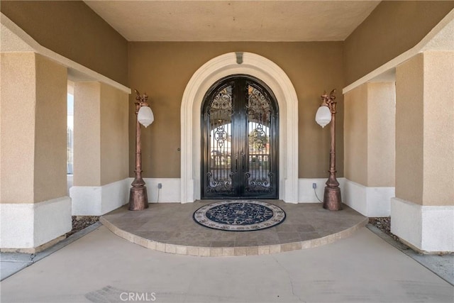 entrance to property with french doors