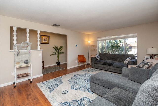 living room featuring hardwood / wood-style flooring