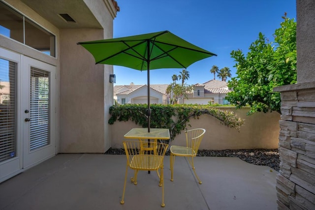 view of patio / terrace featuring french doors