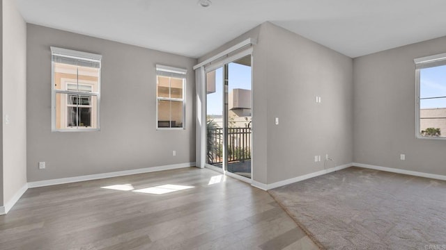 spare room with wood-type flooring