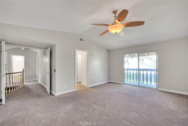 interior space featuring vaulted ceiling and ceiling fan