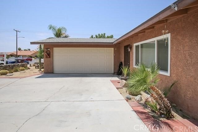 exterior space with a garage