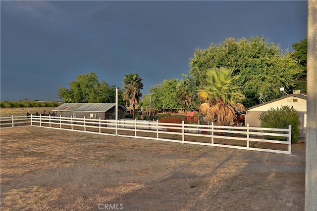 exterior space featuring a rural view