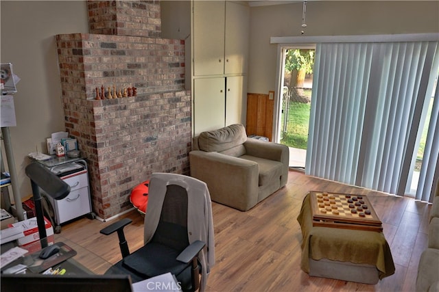 living room featuring light wood-type flooring