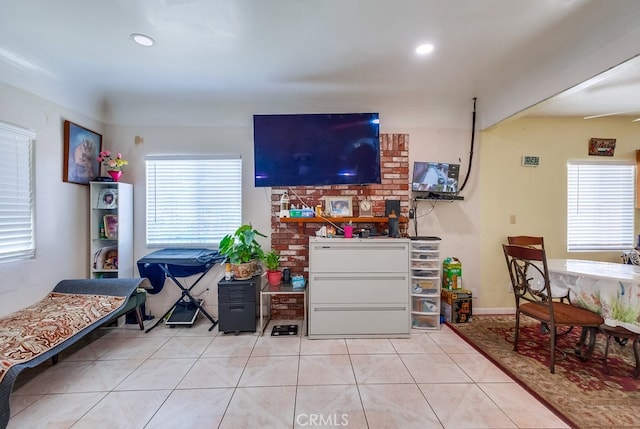 view of tiled living room