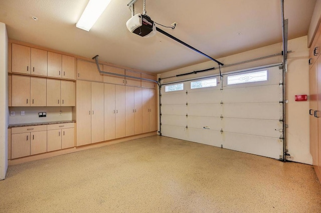 garage with a garage door opener