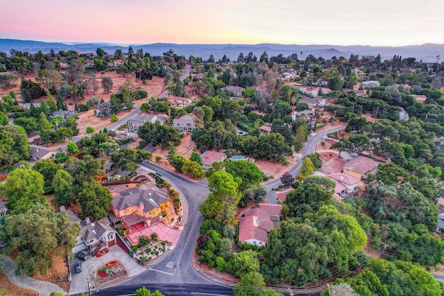 view of aerial view at dusk