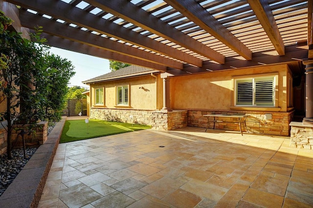 view of patio with a pergola