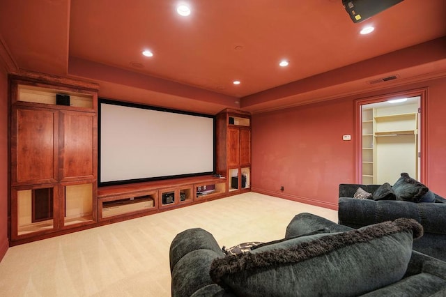 view of carpeted home theater room