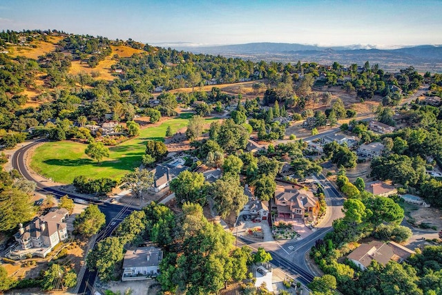 bird's eye view with a mountain view