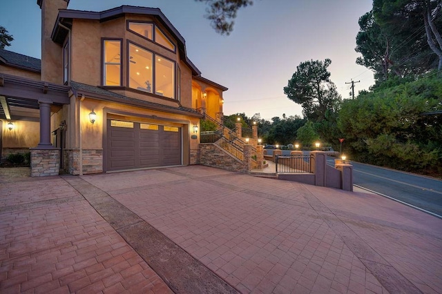 view of front of house with a garage