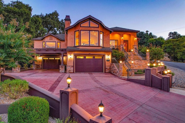 view of front of property featuring a garage