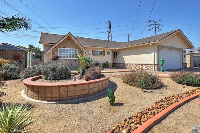 single story home with a garage