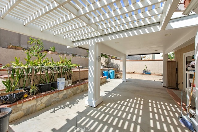 view of patio featuring a pergola