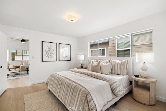 bedroom with light hardwood / wood-style flooring