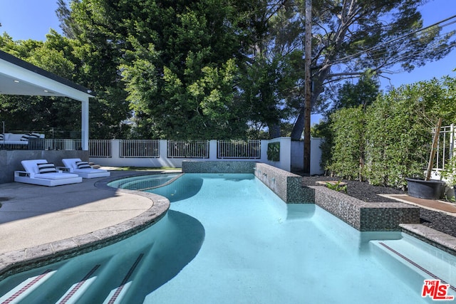 view of swimming pool with a patio