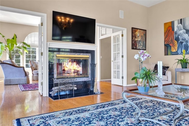 living room with hardwood / wood-style flooring