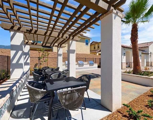 view of patio featuring a pergola