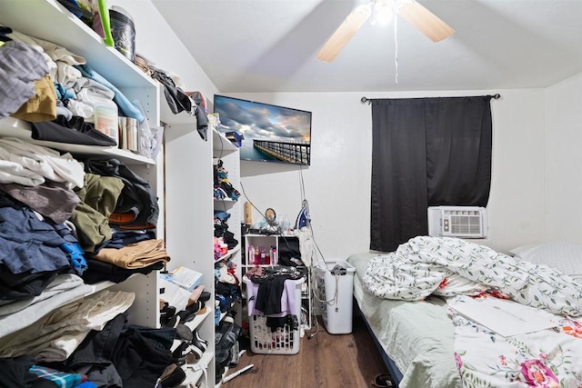 3838 Van Dyke Ave, San Diego, CA 92105 - bedroom featuring wood finished floors, cooling unit, and a ceiling fan